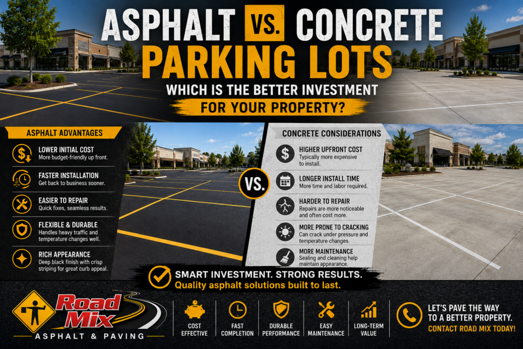 Asphalt vs. Concrete Parking Lots: Which Is the Better Investment for Your Property?